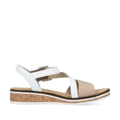 Rieker Women'S Wedge Sandals Edelweis Champagne Beige