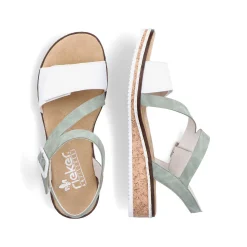 Rieker Women'S Wedge Sandals Mint Green-Pearl White