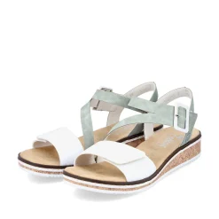 Rieker Women'S Wedge Sandals Mint Green-Pearl White