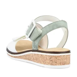 Rieker Women'S Wedge Sandals Mint Green-Pearl White
