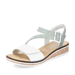 Rieker Women'S Wedge Sandals Mint Green-Pearl White