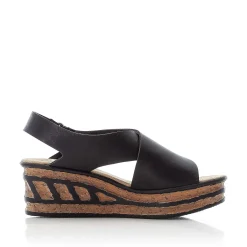 Rieker Women'S Wedge Sandals Jet Black