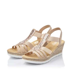 Rieker Women'S Wedge Sandals Old Pink