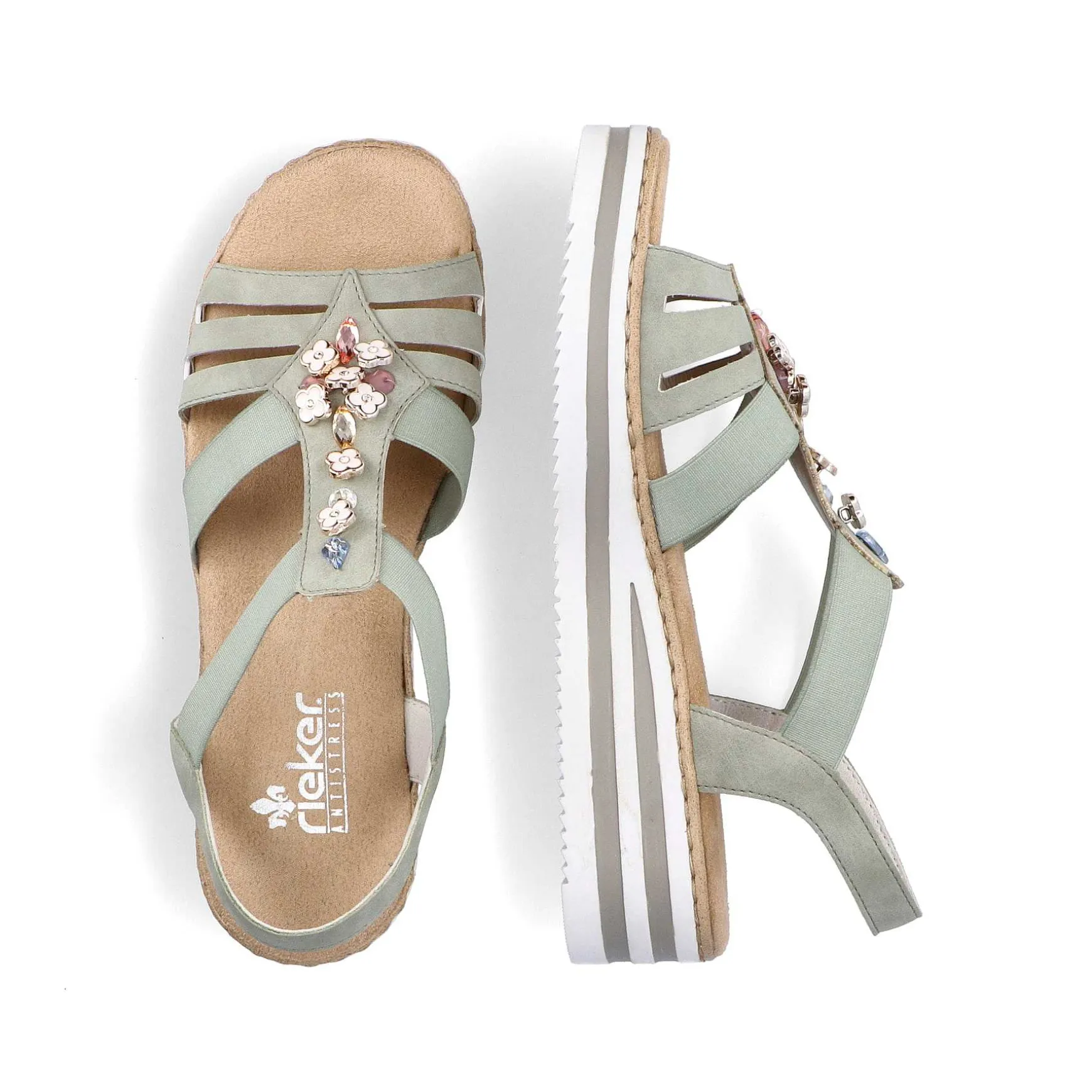 Rieker Women'S Wedge Sandals Mint Green