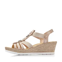 Rieker Women'S Wedge Sandals Old Pink