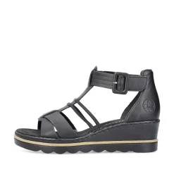 Rieker Women'S Wedge Sandals Asphalt Black