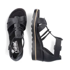 Rieker Women'S Wedge Sandals Asphalt Black