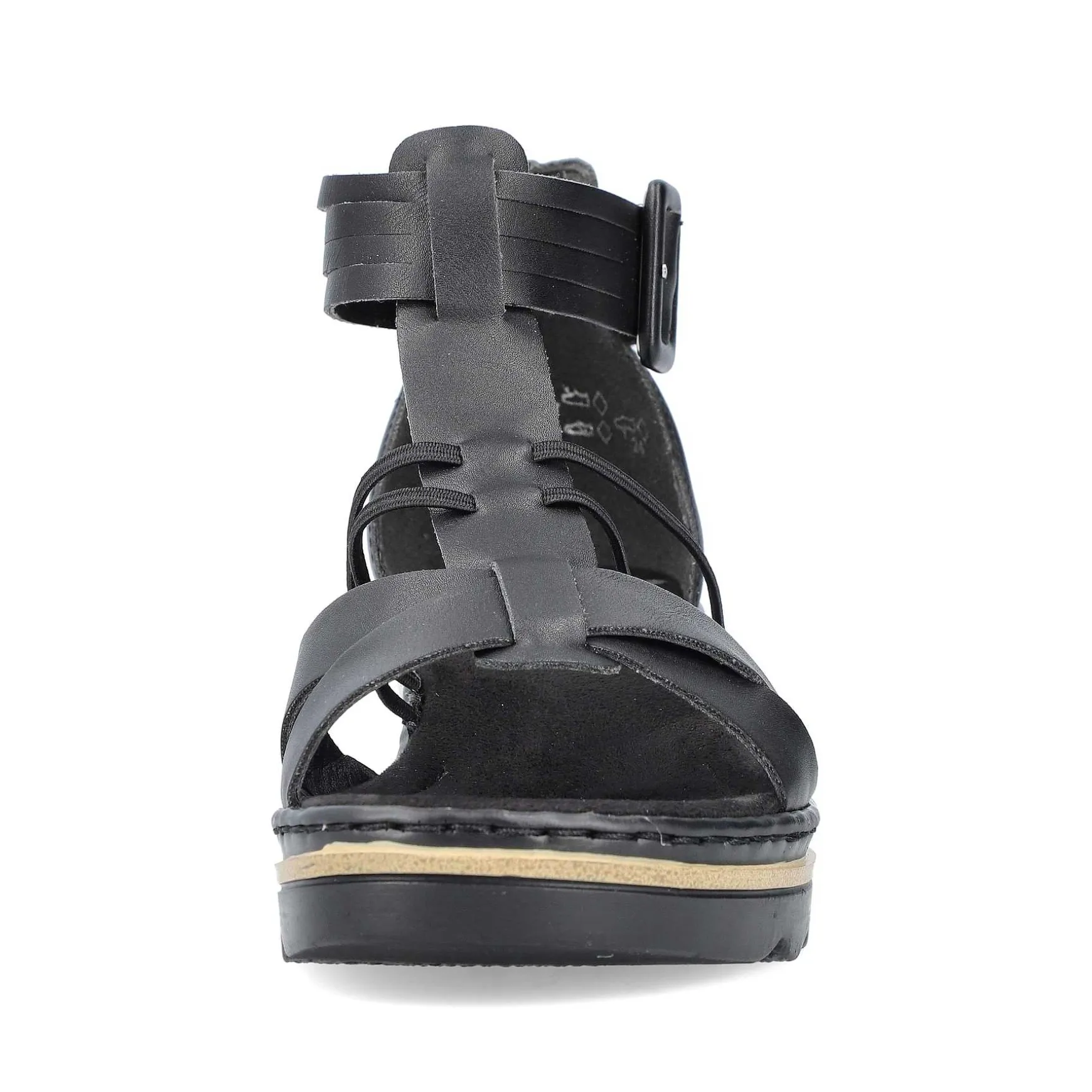 Rieker Women'S Wedge Sandals Asphalt Black