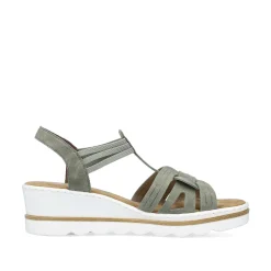 Rieker Women'S Wedge Sandals Khaki Green
