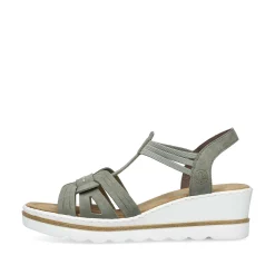 Rieker Women'S Wedge Sandals Khaki Green