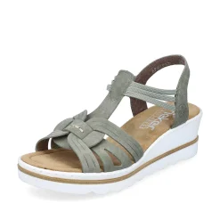 Rieker Women'S Wedge Sandals Khaki Green