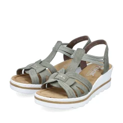 Rieker Women'S Wedge Sandals Khaki Green