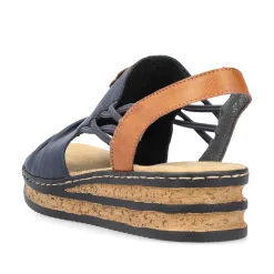 Rieker Women'S Wedge Sandals Pacific Blue