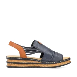 Rieker Women'S Wedge Sandals Pacific Blue