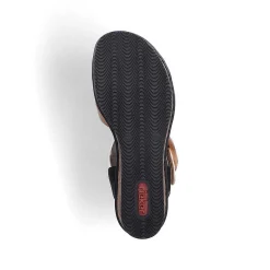 Rieker Women'S Wedge Sandals Brown Beige-Pure White