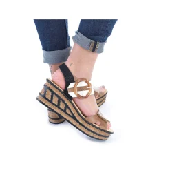Rieker Women'S Wedge Sandals Brown Beige-Pure White