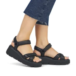 Rieker Women'S Wedge Sandals Night Black