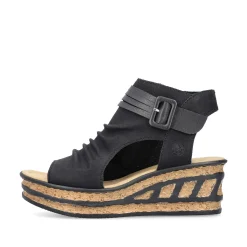 Rieker Women'S Wedge Sandals Night Black