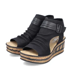 Rieker Women'S Wedge Sandals Night Black
