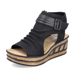 Rieker Women'S Wedge Sandals Night Black