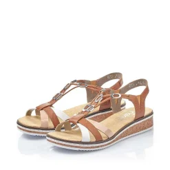 Rieker Women'S Wedge Sandals Chestnut Brown