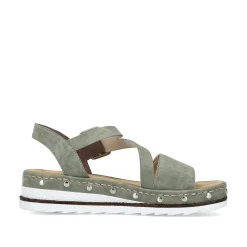 Rieker Women'S Wedge Sandals Green Gray