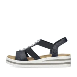 Rieker Women'S Wedge Sandals Navy Blue