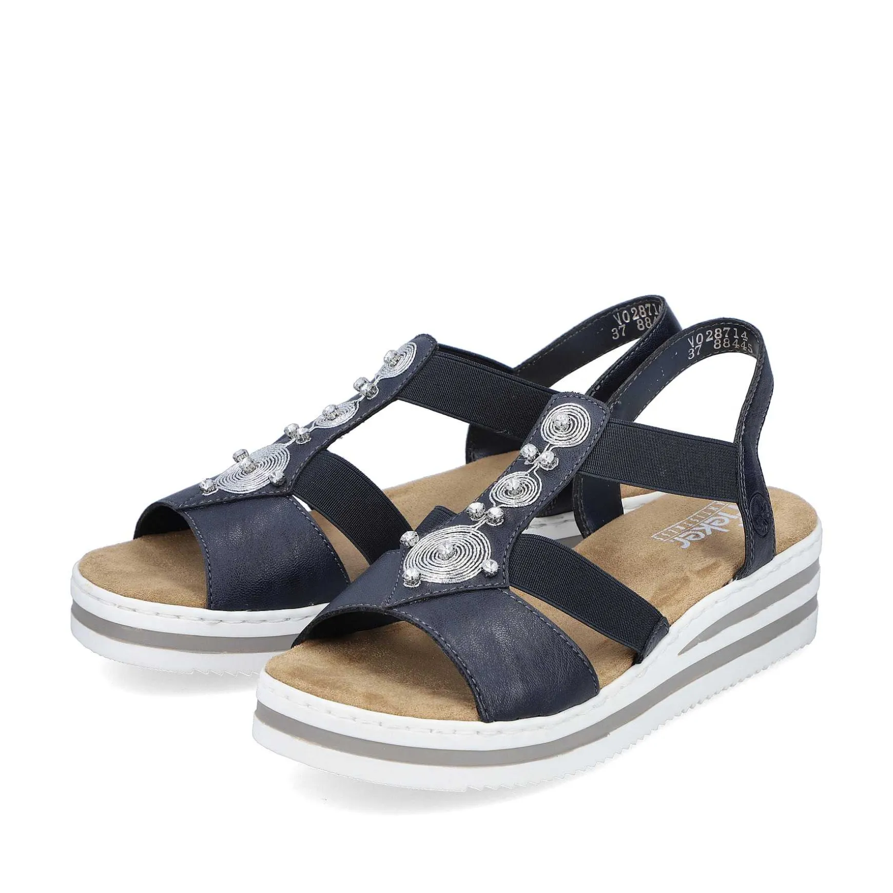 Rieker Women'S Wedge Sandals Navy Blue