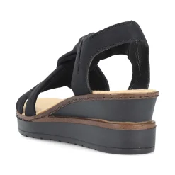 Rieker Women'S Wedge Sandals Jet Black