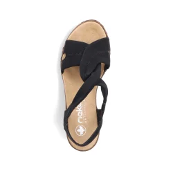 Rieker Women'S Wedge Sandals Jet Black