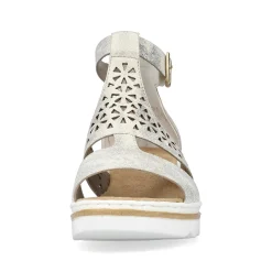 Rieker Women'S Wedge Sandals Silver-Platinum-Metallic