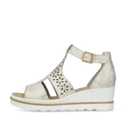 Rieker Women'S Wedge Sandals Silver-Platinum-Metallic