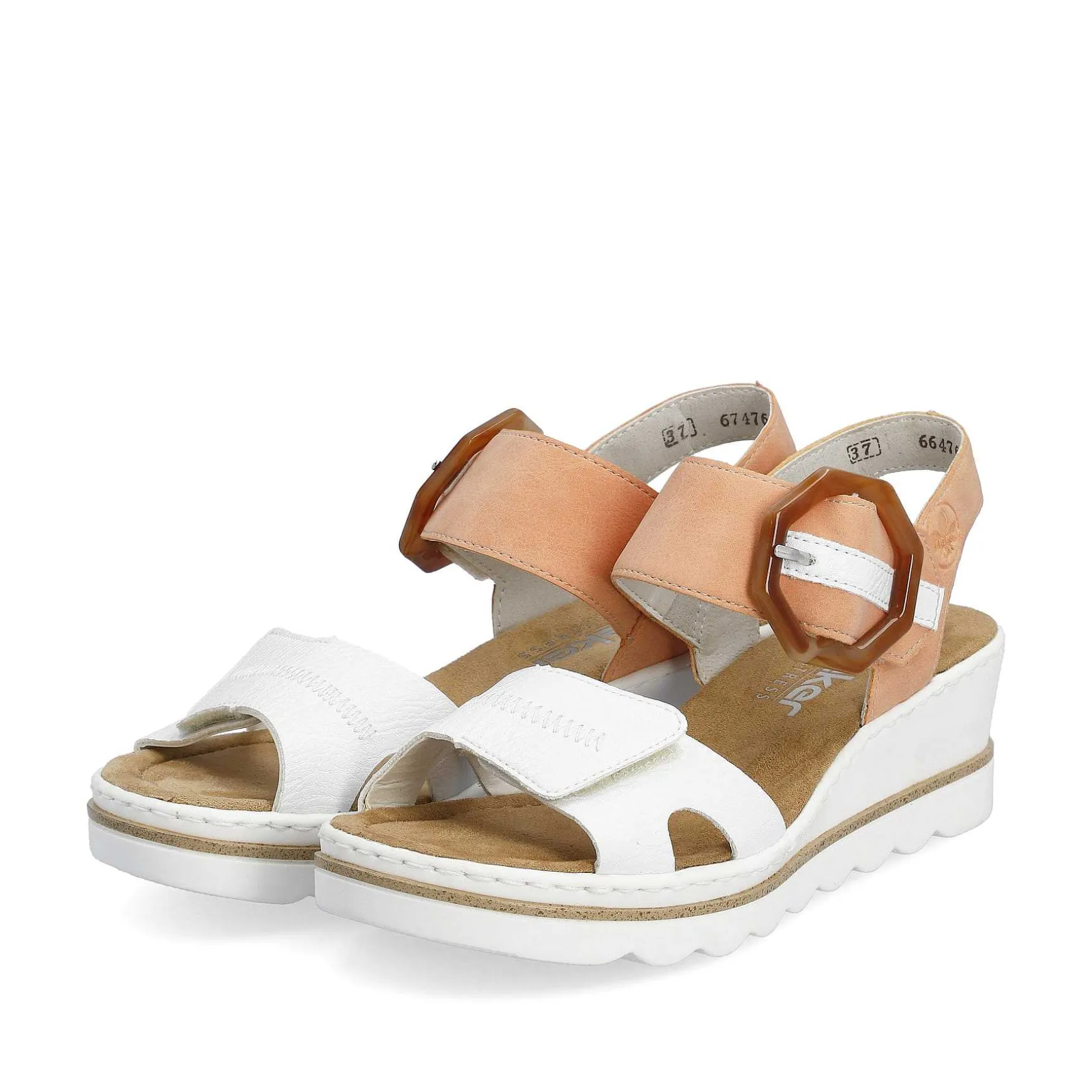 Rieker Women'S Wedge Sandals Snow White Peach