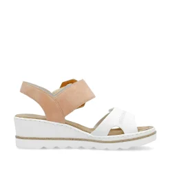 Rieker Women'S Wedge Sandals Snow White Peach