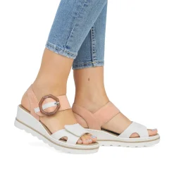 Rieker Women'S Wedge Sandals Snow White Peach