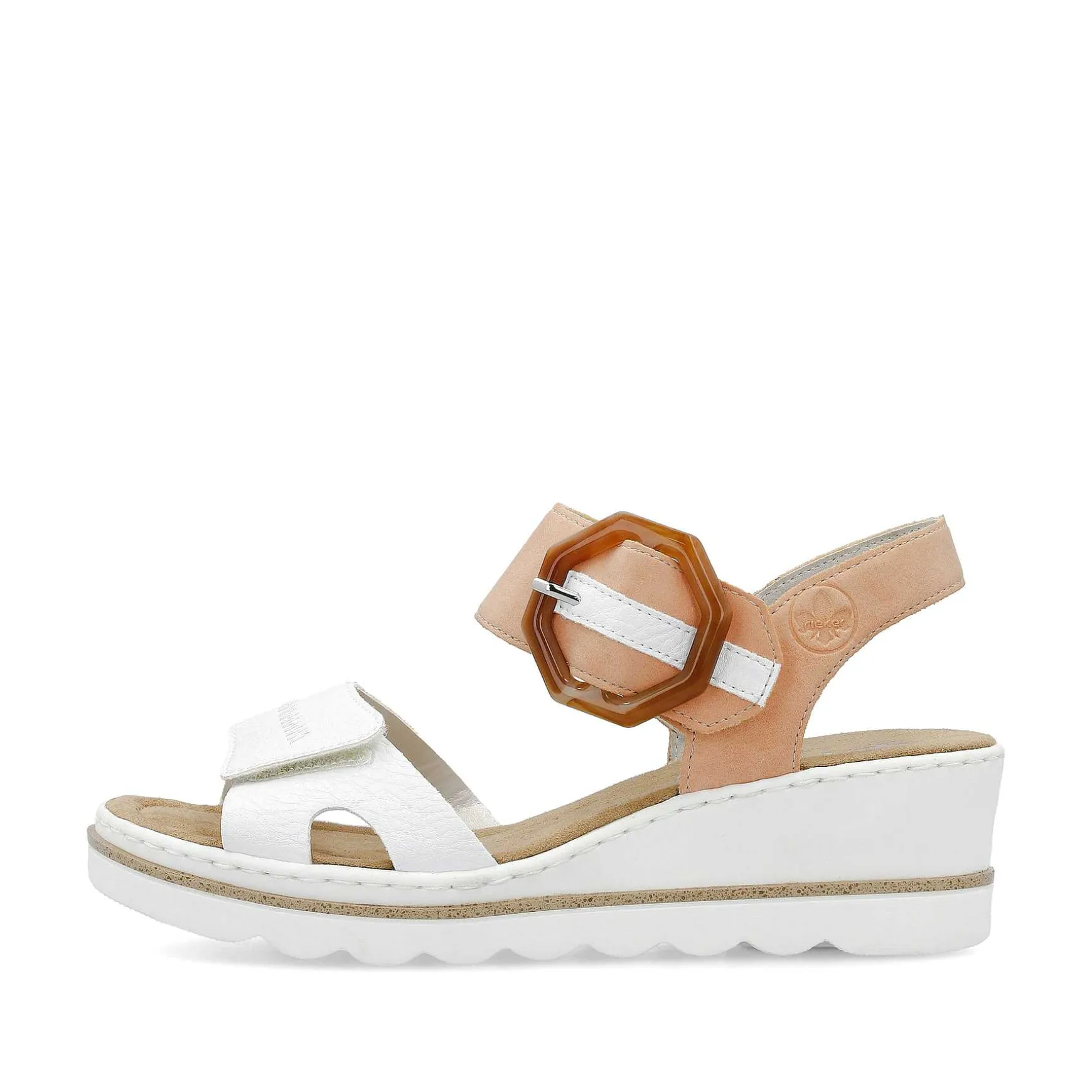 Rieker Women'S Wedge Sandals Snow White Peach