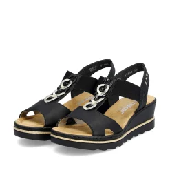Rieker Women'S Wedge Sandals Jet Black