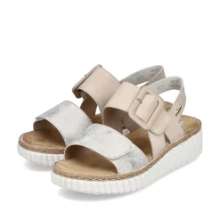 Rieker Women'S Wedge Sandals Light Beige