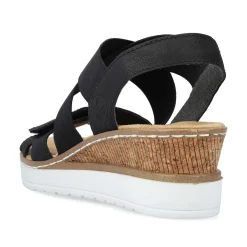 Rieker Women'S Wedge Sandals Jet Black