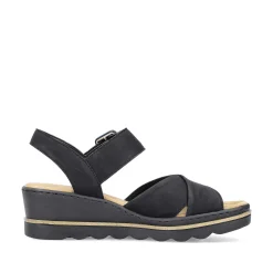 Rieker Women'S Wedge Sandals Jet Black