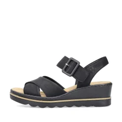 Rieker Women'S Wedge Sandals Jet Black