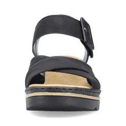 Rieker Women'S Wedge Sandals Jet Black