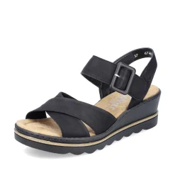 Rieker Women'S Wedge Sandals Jet Black