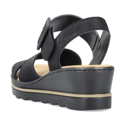 Rieker Women'S Wedge Sandals Jet Black