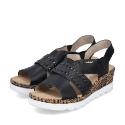 Rieker Women'S Wedge Sandals Night Black