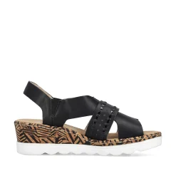 Rieker Women'S Wedge Sandals Night Black