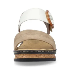 Rieker Women'S Wedge Sandals Brown Beige-Black