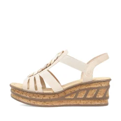 Rieker Women'S Wedge Sandals Cream Beige