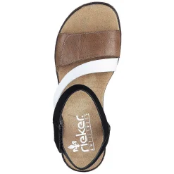 Rieker Women'S Wedge Sandals Nougat Brown-Black-White
