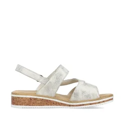 Rieker Women'S Wedge Sandals Silver Metallic